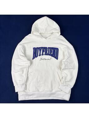 Boyfriend Material Graphic Hoodie Baggy Y2K Streetwear Pullover Sweatshirt Sz L